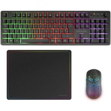 MARS GAMING TECLADO MCPWX + RATON OPTICO + ALFOMBRILLA  NEGRO