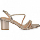 Sandalia 3 Tiras+empeine Strass Oro  EXE