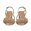 Sandalia 3 Tiras+empeine Strass Oro  EXE