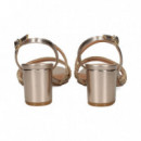 Sandalia 3 Tiras+empeine Strass Oro  EXE