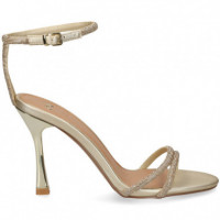 Sandalia Gilda 2 Tiras Strass Oro  EXE