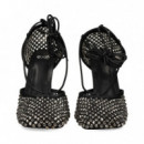Abierto Lados Strass Plomo  EXE
