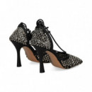 Abierto Lados Strass Plomo  EXE