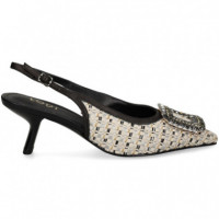 sin Talon Aplique Rafia Multi Negro  LODI