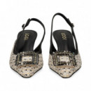 sin Talon Aplique Rafia Multi Negro  LODI