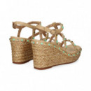 Sandalia Bb Cuna+piedras Piel Beige  ALMA EN PENA