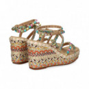 Sandalia Cruzada Tachas+piedras Beige  ALMA EN PENA