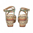 Sandalia Cruzada Tachas+piedras Beige  ALMA EN PENA