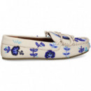 Mocasin Cuentas Flores Azul Blanco  DE SIENA