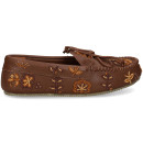 Mocasin Flores Cuentas Piel Cuero  DE SIENA