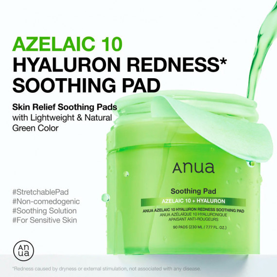 Azelaic 10 Hyaluron Redness Soothing Pad
Discos Faciales Calmantes - Rojeces
