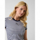 Camiseta a Rayas con Mini 4G Logo de GUESS