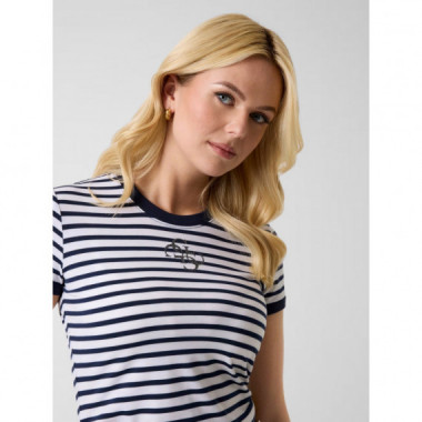 Camiseta a Rayas con Mini 4G Logo de GUESS