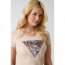 Camiseta con Logo Triángulo en Estampado Cebra de GUESS