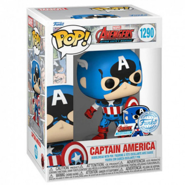 Funko Pop Capit&aacute;n America con Pin Marvel Edici&oacute;n Especial 1290