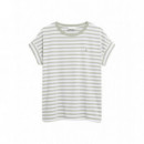 Camisetas Mujer Camiseta ARMEDANGELS Idaara Stripes White Seagreen