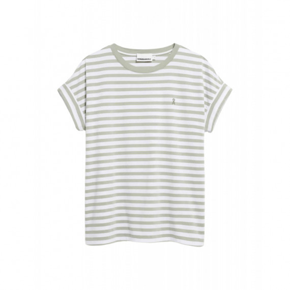 Camisetas Mujer Camiseta ARMEDANGELS Idaara Stripes White Seagreen