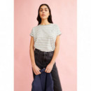 Camisetas Mujer Camiseta ARMEDANGELS Idaara Stripes White Seagreen