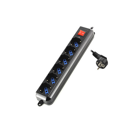 REGLETA EWENT 6 ENCHUFES SHUCO CON PROTECCION E INTERRUPTOR (EW3924)