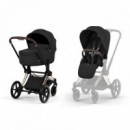 Pack Priam Sepia Black (chasis Rosegold/brown+seat Pack+capazo Plegable)