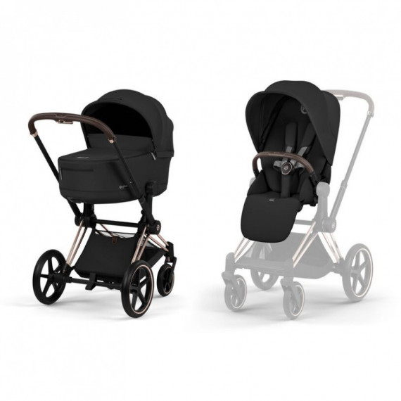 Pack Priam Sepia Black (chasis Rosegold/brown+seat Pack+capazo Plegable)