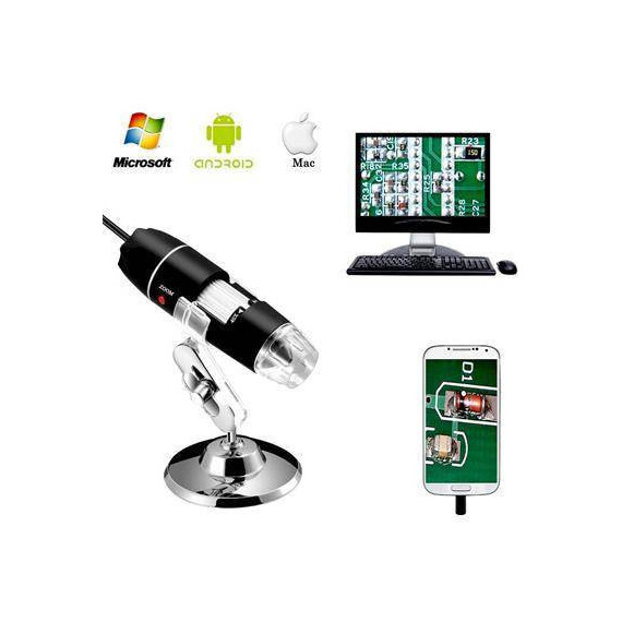 Microscopio Digital Por Usb VSW0070 1600X Con Soporte Metalico, 1920x1440, foco 15-40mm, 8 led,,200g
