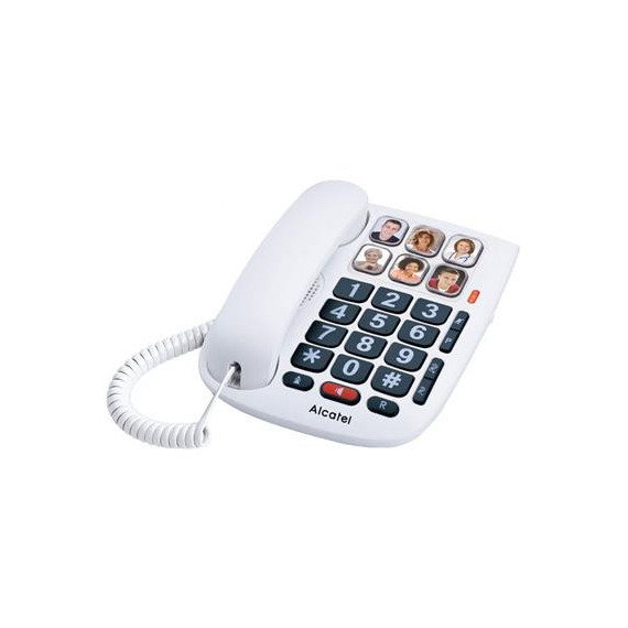 ALCATEL Telefono Fijo Sobremesa TMAX 10 Blanco Con Teclas Grandes,6 Memorias Con Foto