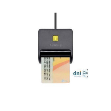AISENS Lector de Tarjetas Inteligentes ,DNI USB 2.0 ASCR-SN01-BK