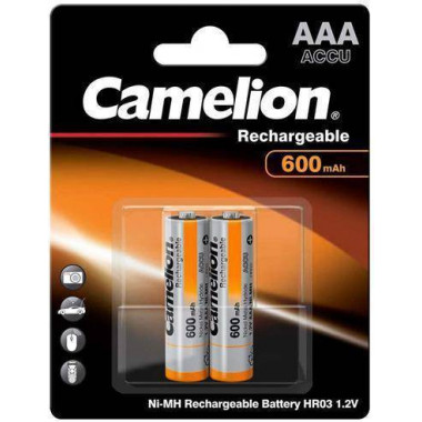 CAMELION Pack de 2 Pilas Recargables AAA ACCU 1.2V 600mAh