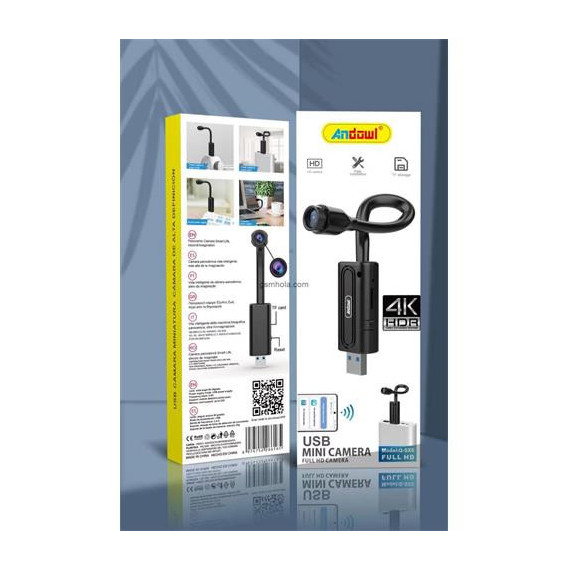 ANDOWL Mini Camara por USB Q-SX6 Full HD 4K con Ranura Micro Sd