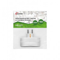 NIMO Adaptador Red 2 Tomas Schuko Blanca MEL221