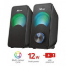 TRUST Altavoces Estereo Para PC ARYS Usb Con Luz led RGB 12W (6w RMS) Negro