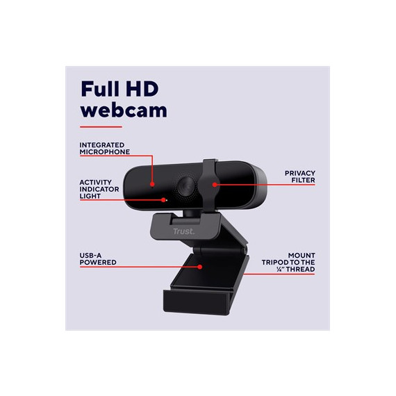 TRUST Camara Webcam Tanor Full HD 1080 - Guanxe Atlantic Marketplace