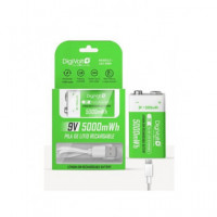 DIGIVOLT Pila Litio 9V Recargable 5000MWH con Cable USB LB1-5000