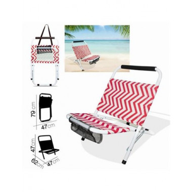 24210 SILLA DE PLAYA ZIGZAG GROSELLA 62X47XH47CM
