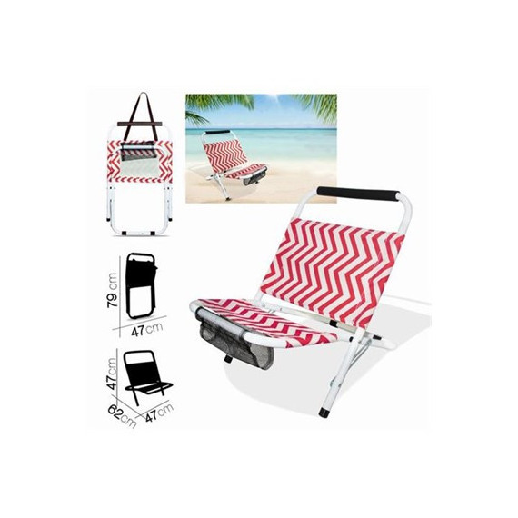 24210 SILLA DE PLAYA ZIGZAG GROSELLA 62X47XH47CM
