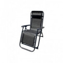 10006M TUMBONA PLEGABLE NEGRO DE ACERO CON COJIN CERVICAL