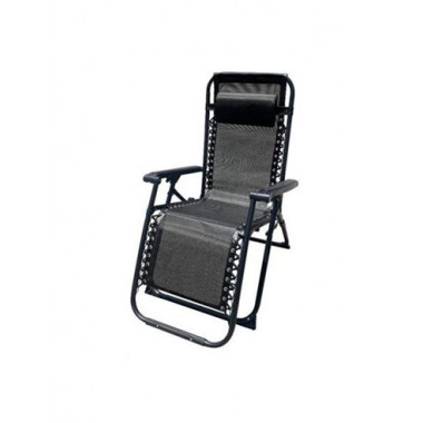 10006M TUMBONA PLEGABLE NEGRO DE ACERO CON COJIN CERVICAL