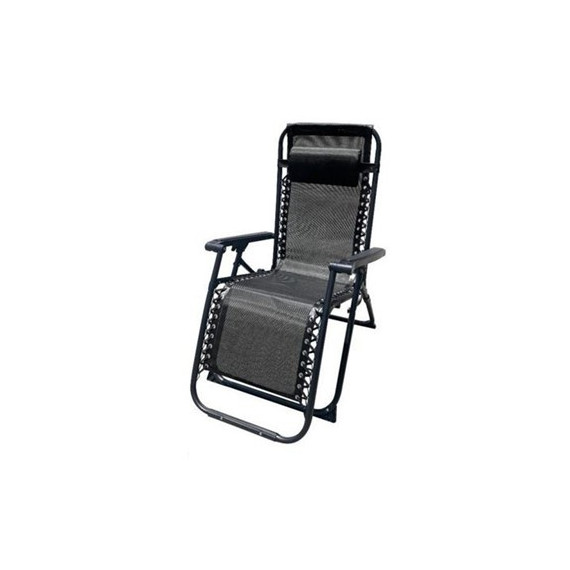 10006M TUMBONA PLEGABLE NEGRO DE ACERO CON COJIN CERVICAL