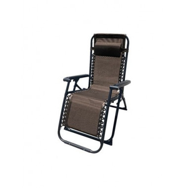10007M TUMBONA PLEGABLE MARRON DE ACERO CON COJIN CERVICAL