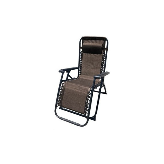 10007M TUMBONA PLEGABLE MARRON DE ACERO CON COJIN CERVICAL