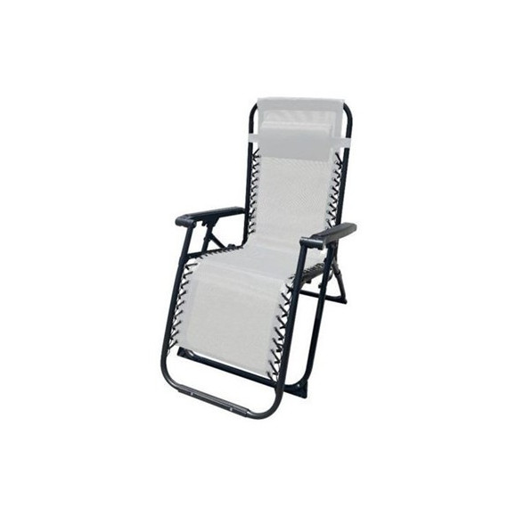 10009 TUMBONA PLEGABLE GRIS DE ACERO CON COJIN CERVICAL
