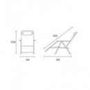 10009 TUMBONA PLEGABLE GRIS DE ACERO CON COJIN CERVICAL
