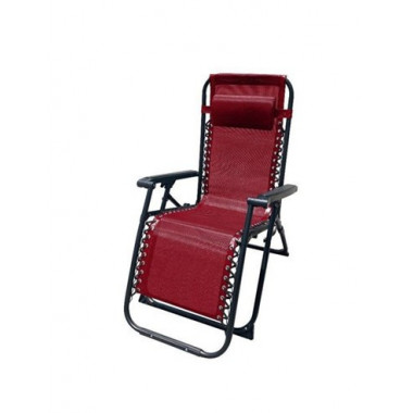10010 TUMBONA PLEGABLE BURDEOS DE ACERO CON COJIN CERVICAL