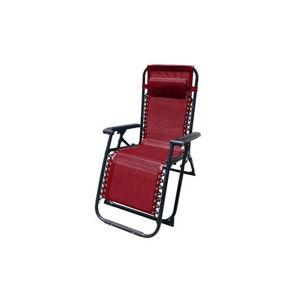 10010 TUMBONA PLEGABLE BURDEOS DE ACERO CON COJIN CERVICAL