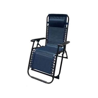 10011 TUMBONA PLEGABLE AZUL MARINO DE ACERO CON COJIN CERVICAL