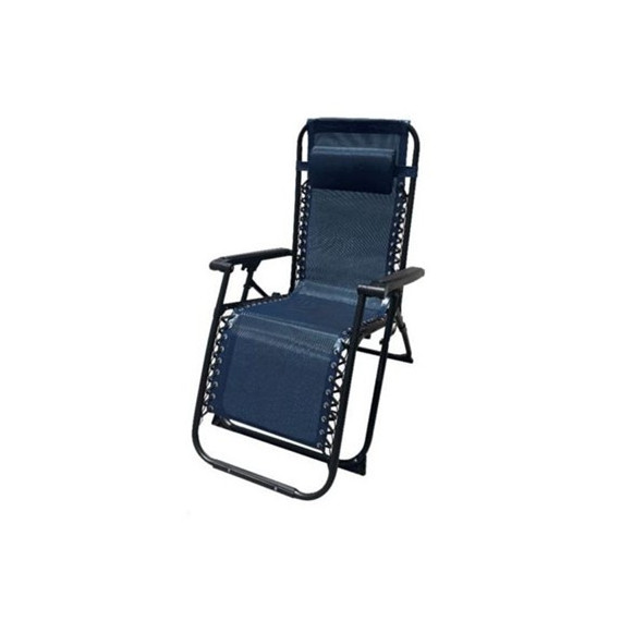 10011 TUMBONA PLEGABLE AZUL MARINO DE ACERO CON COJIN CERVICAL