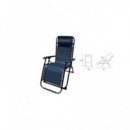 10011 TUMBONA PLEGABLE AZUL MARINO DE ACERO CON COJIN CERVICAL