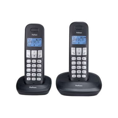 PROFOON Telefono DUO Inalambrico DECT PDX-1120 Negro