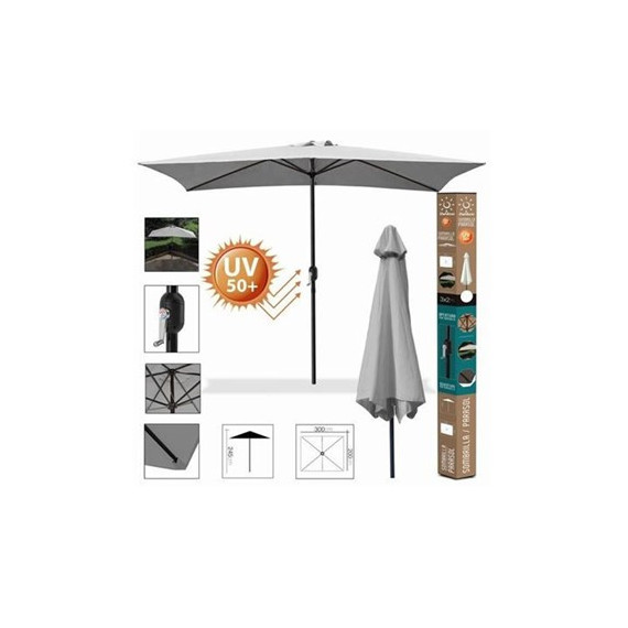 URBAN LIVING 88798 SOMBRILLA JARDIN 3X2 METROS UV50+ GRIS